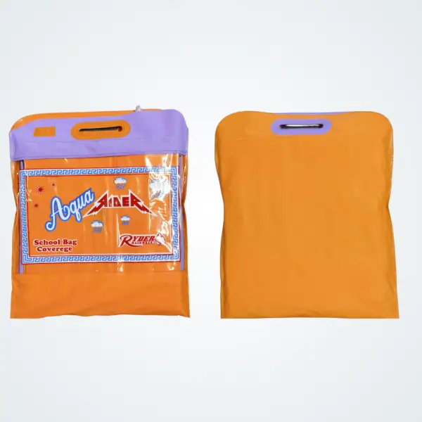 Aqua Rider Orange Raincoat with School Bag Coverage Packaging